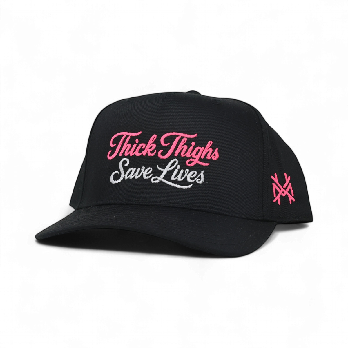 Thick Thighs Save Lives Funny Embroidered Snapback Hat in Retro Black – Ivy + Cloth