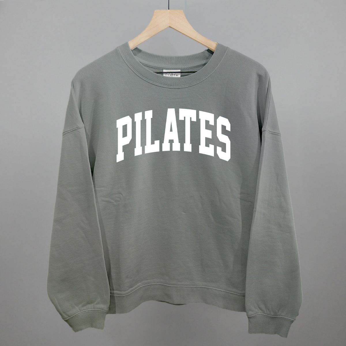 Pilates Arch (White) Funny Oversized Boxy Crewneck Sweatshirt in Smoke – Ivy + Cloth