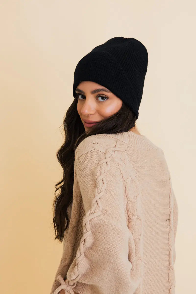 Frosty Front Fold Snuggle Ribbed Beanie, cozy knit winter hat – view 12