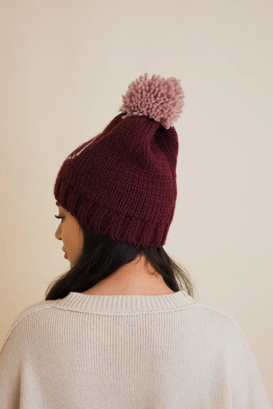Snuggle & Happy Cheer Up Pom Beanie, cozy knit winter hat