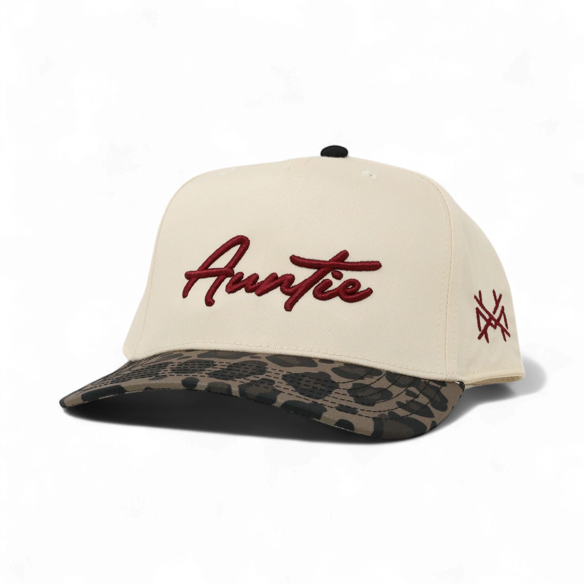 Auntie Funny Embroidered Snapback Hat in Retro Leopard/Natural – Ivy + Cloth