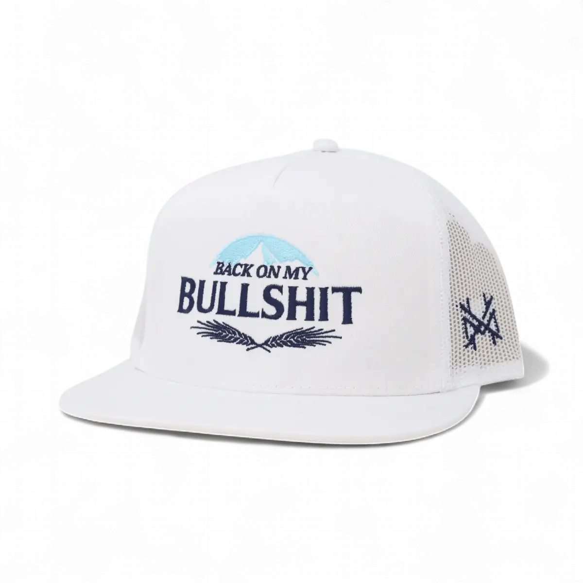 Back On My Bullsh*t Funny Embroidered Hat in Flat Bill White – Ivy + Cloth