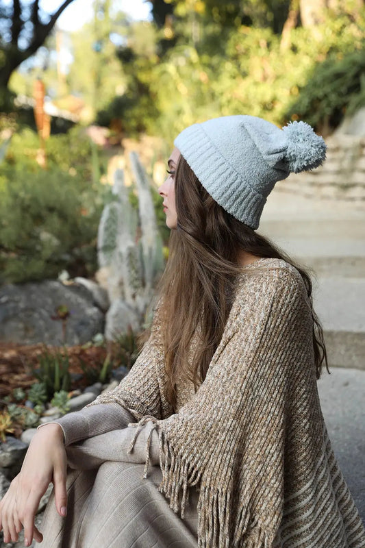 Boucle Pom Beanie, cozy knit winter hat