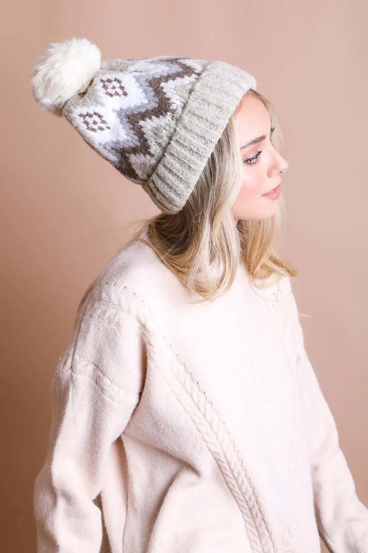 Classic Winter Pom Beanie, cozy knit winter hat
