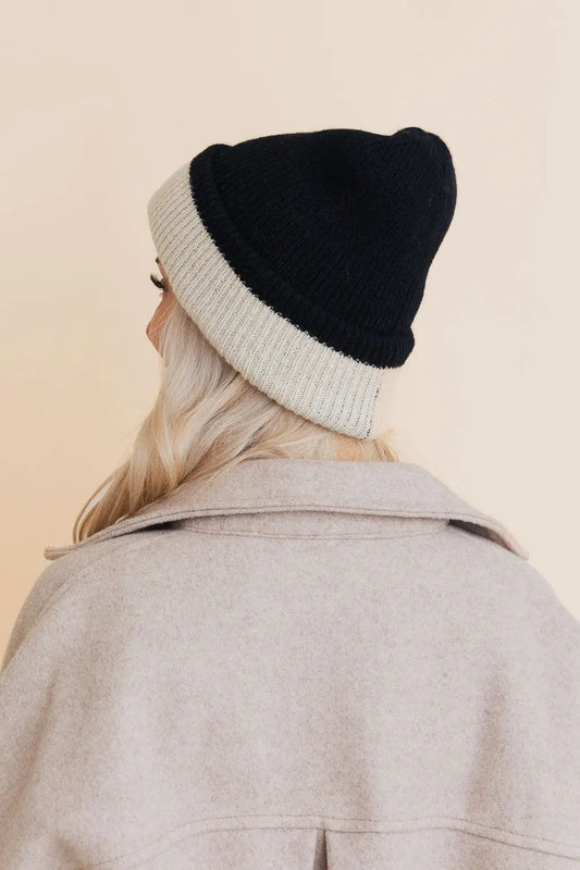 Essential Harmony Two-Tone Knit Beanie, cozy knit winter hat