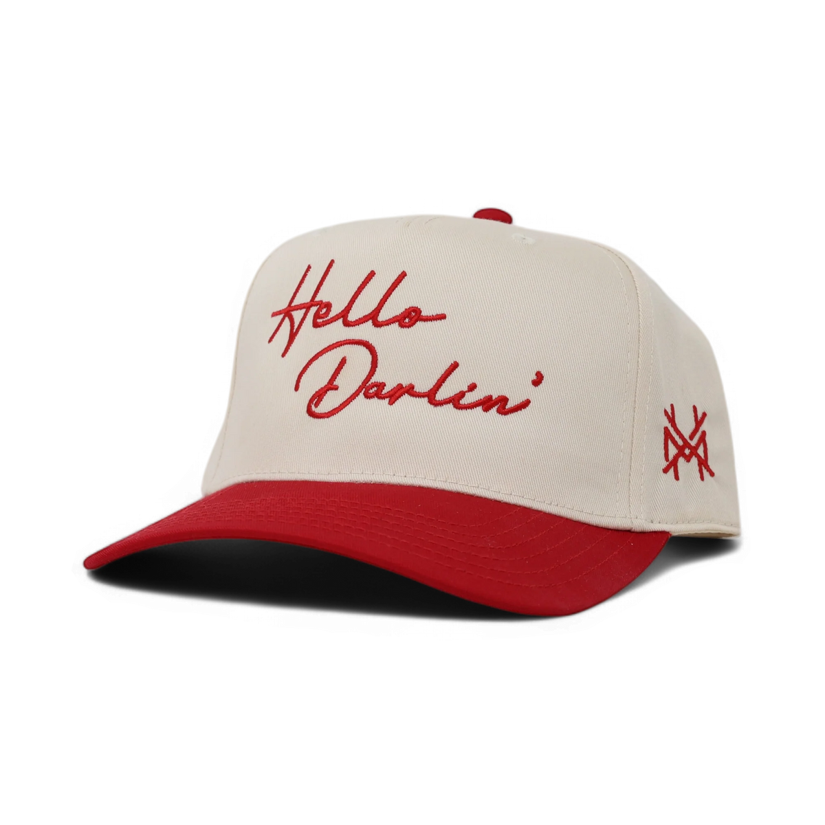 Hello Darlin Funny Embroidered Snapback Hat in Retro Red/Natural – Ivy + Cloth