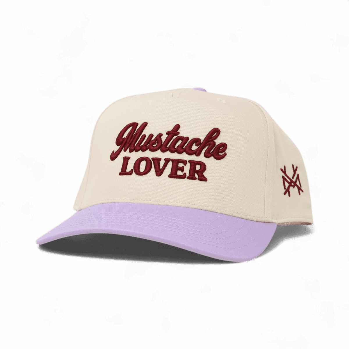 Mustache Lover Funny Embroidered Snapback Hat in Retro Lavender/Natural – Ivy + Cloth