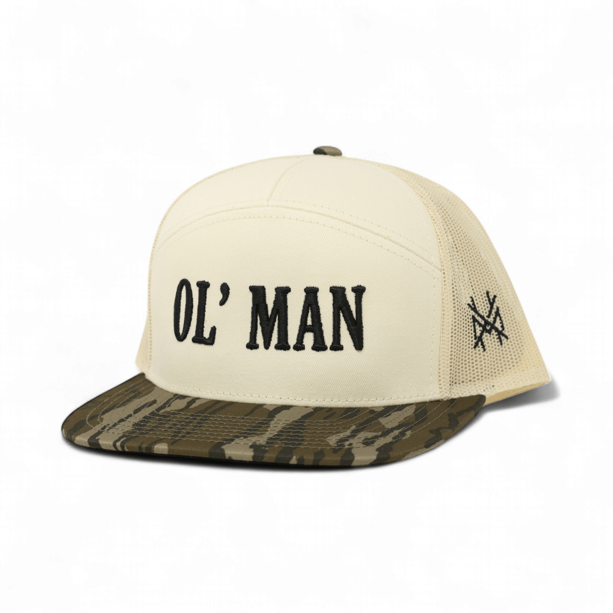 Ol Man Funny Embroidered Snapback Hat in 7 Panel Bottomland/Natural – Ivy + Cloth