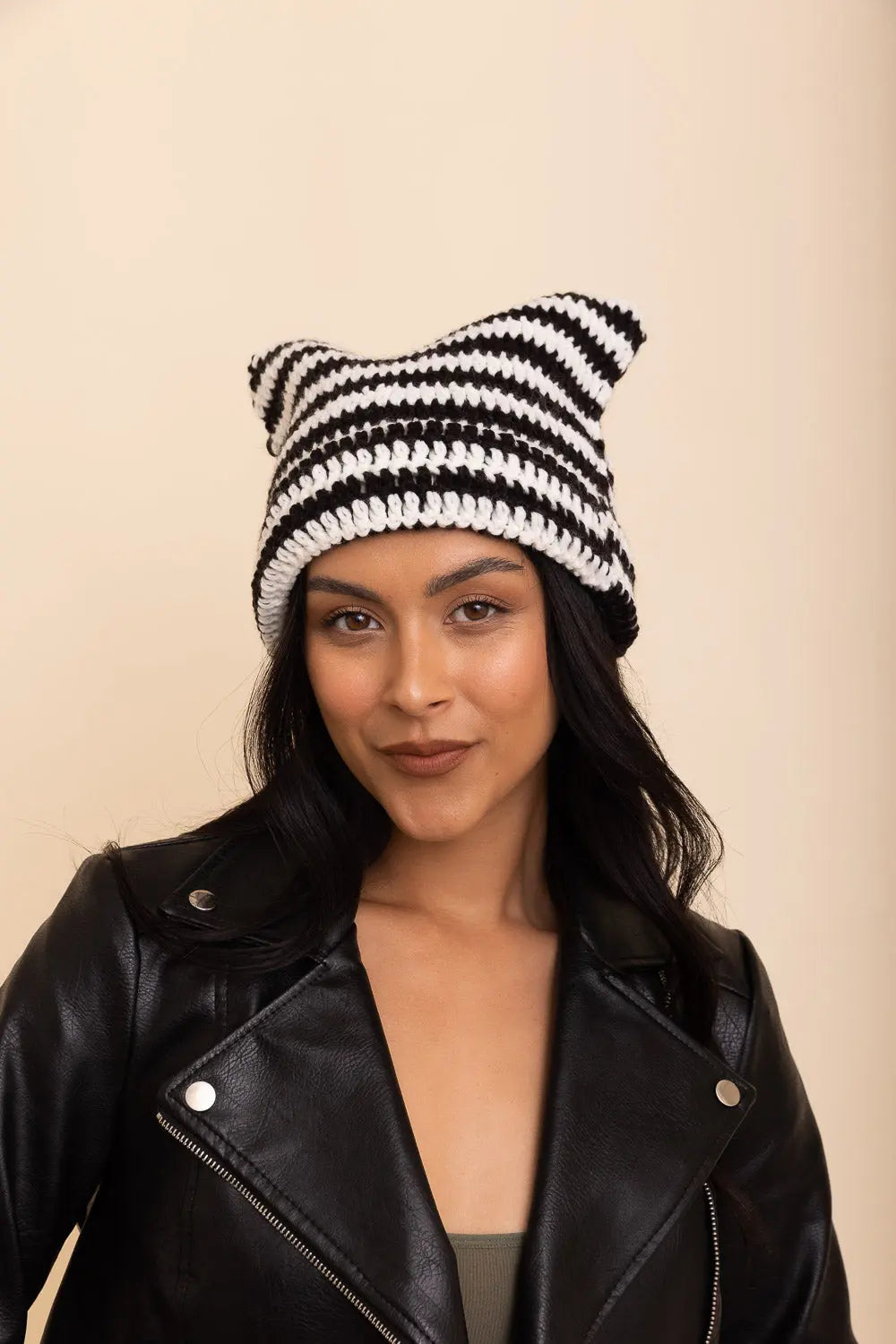 Purrfectly Cozy Cat Ear Crochet Beanie, cozy knit winter hat – view 4