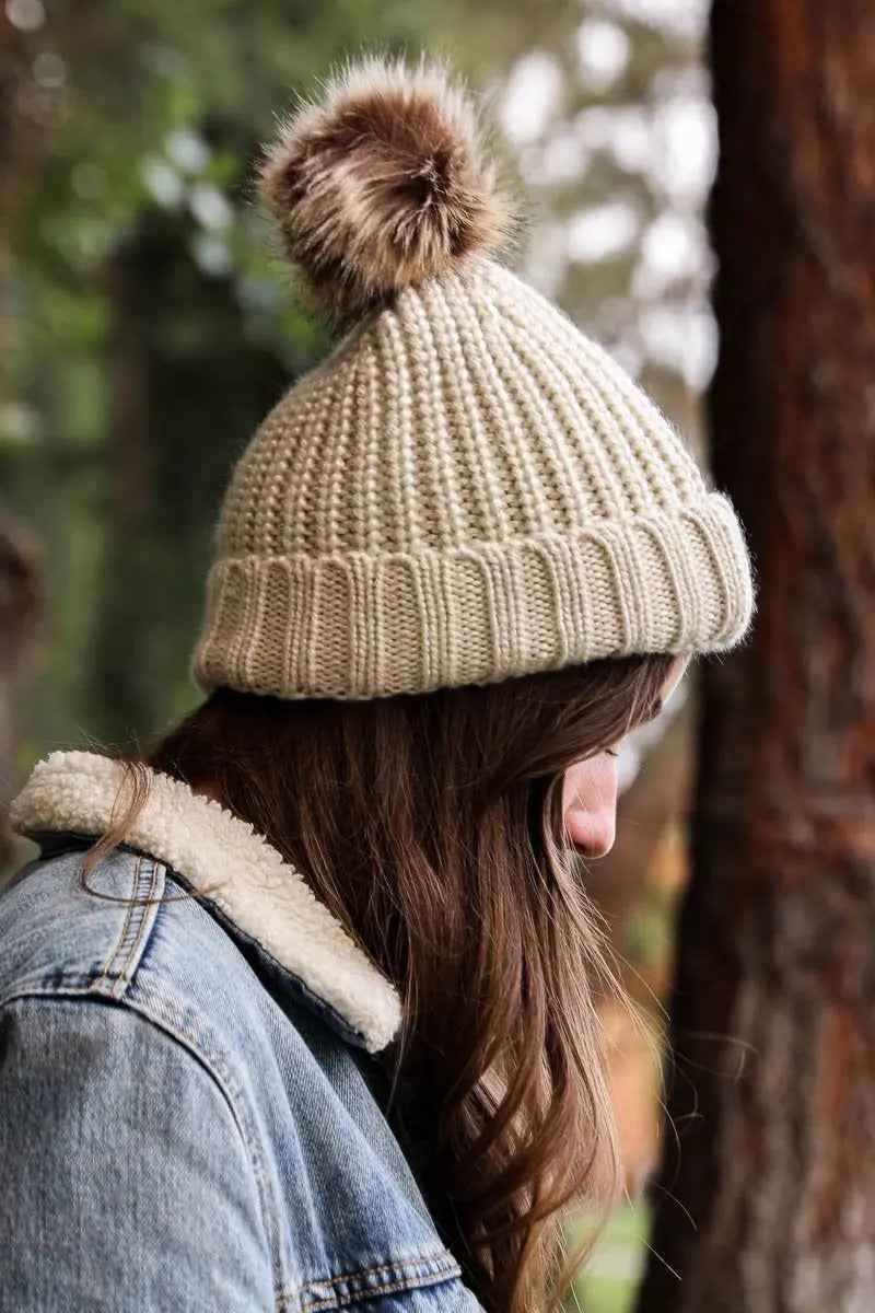 Soft Rib Knit Pom Beanie, cozy knit winter hat – view 2