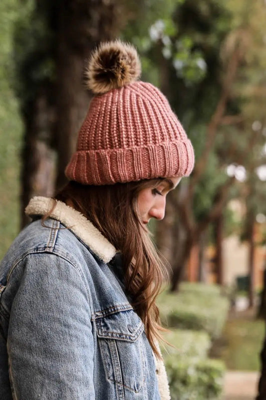 Soft Rib Knit Pom Beanie, cozy knit winter hat