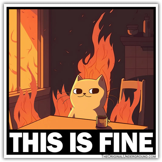 This Is Fine Cat sticker for sarcastic desk decor