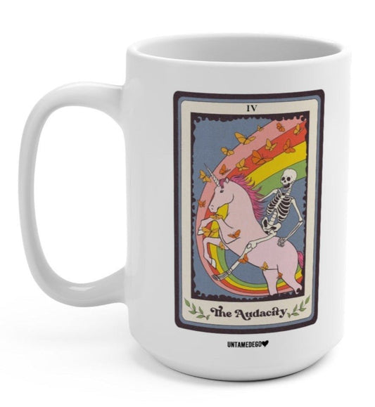 The Audacity tarot mug for office humor
