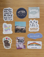 Set of Christian Stickers with uplifting messages and colorful designs for faith-based expression