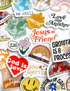 Variety of Elevated Faith Christian Stickers featuring inspiring messages and designs