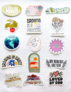 Collection of colorful Christian Stickers featuring inspirational messages and nature designs