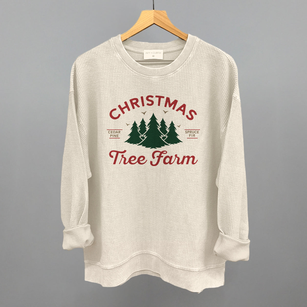 Christmas Tree Farm Funny Oversized Corded Crewneck Sweatshirt in Moonbeam – Ivy + Cloth