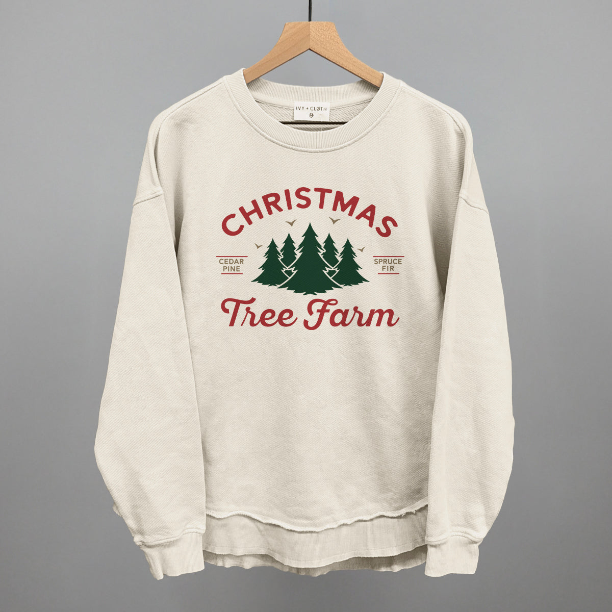 Christmas Tree Farm Funny Oversized Terry Poncho in Tapioca – Ivy + Cloth