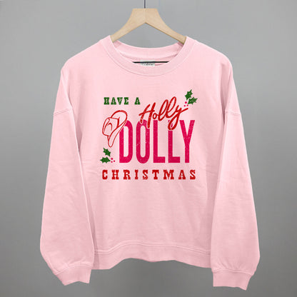 Holly Dolly Christmas Funny Oversized Boxy Crewneck Sweatshirt in Blush – Ivy + Cloth