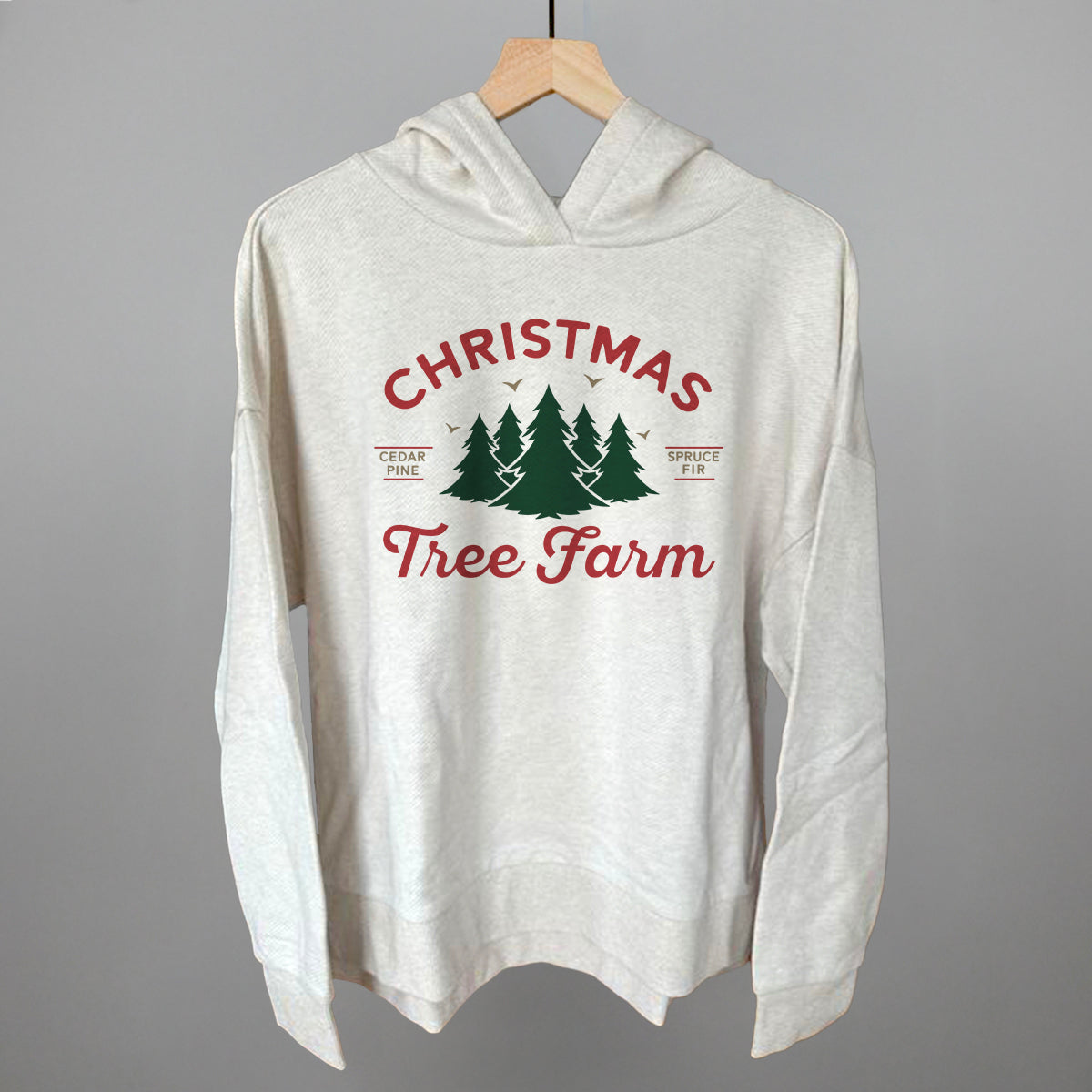 Christmas Tree Farm Funny Terry Hoodie in Heather Almond – Ivy + Cloth