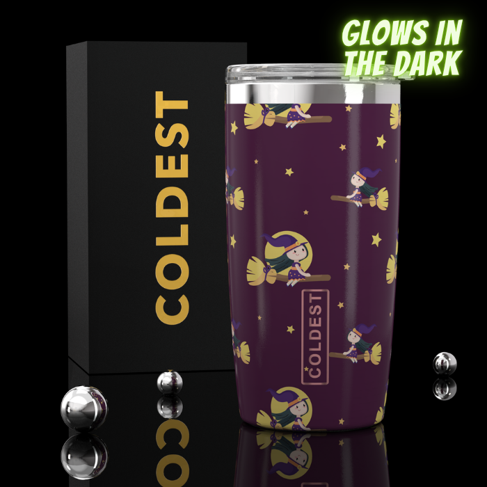 COLDEST 20oz insulated coffee tumbler v2 in Glowie Witches design