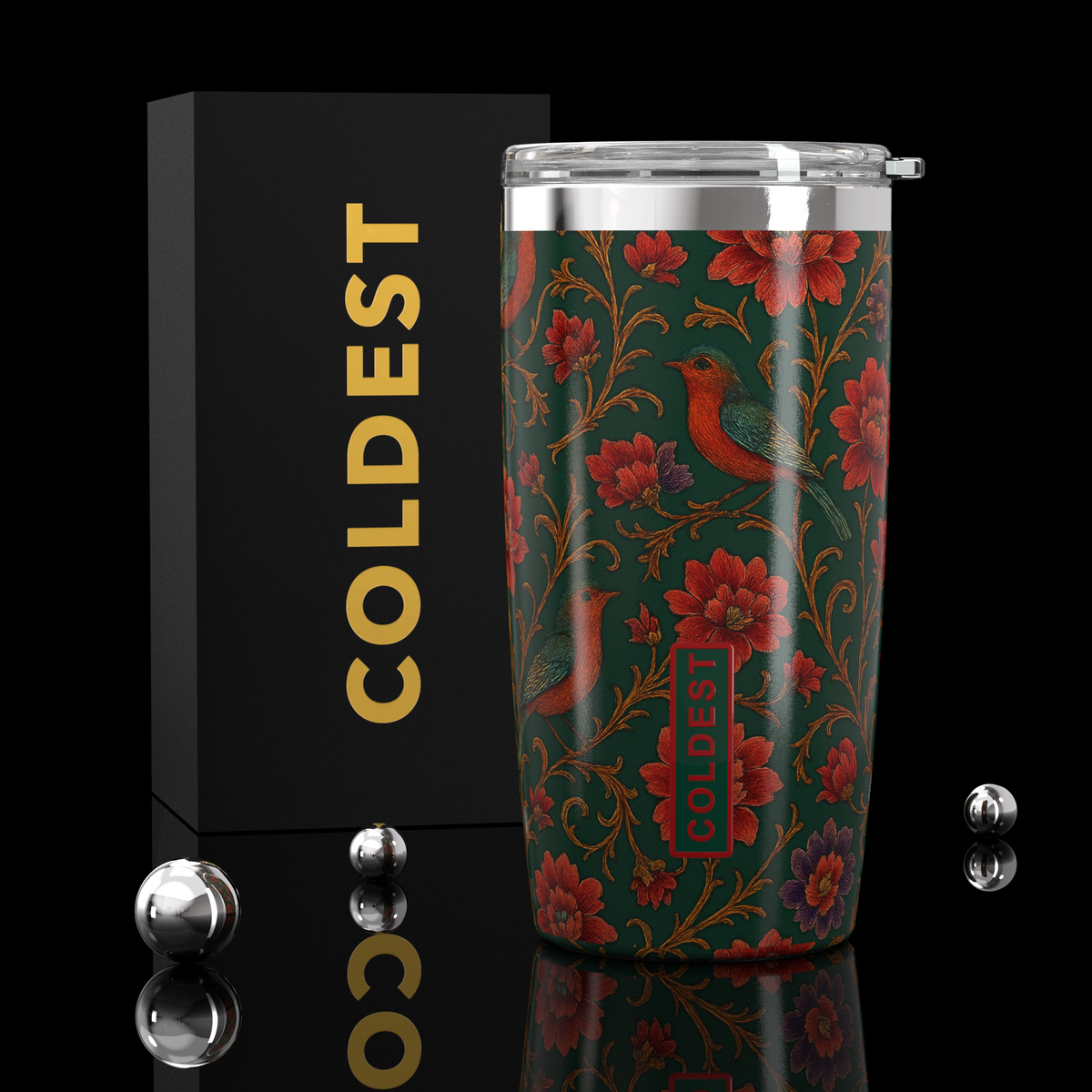 COLDEST 20oz insulated coffee tumbler v2 in Baby Birds Ultra design