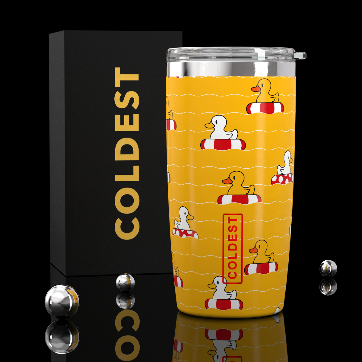 COLDEST 20oz insulated coffee tumbler v2 in Baby Duckies Ultra design