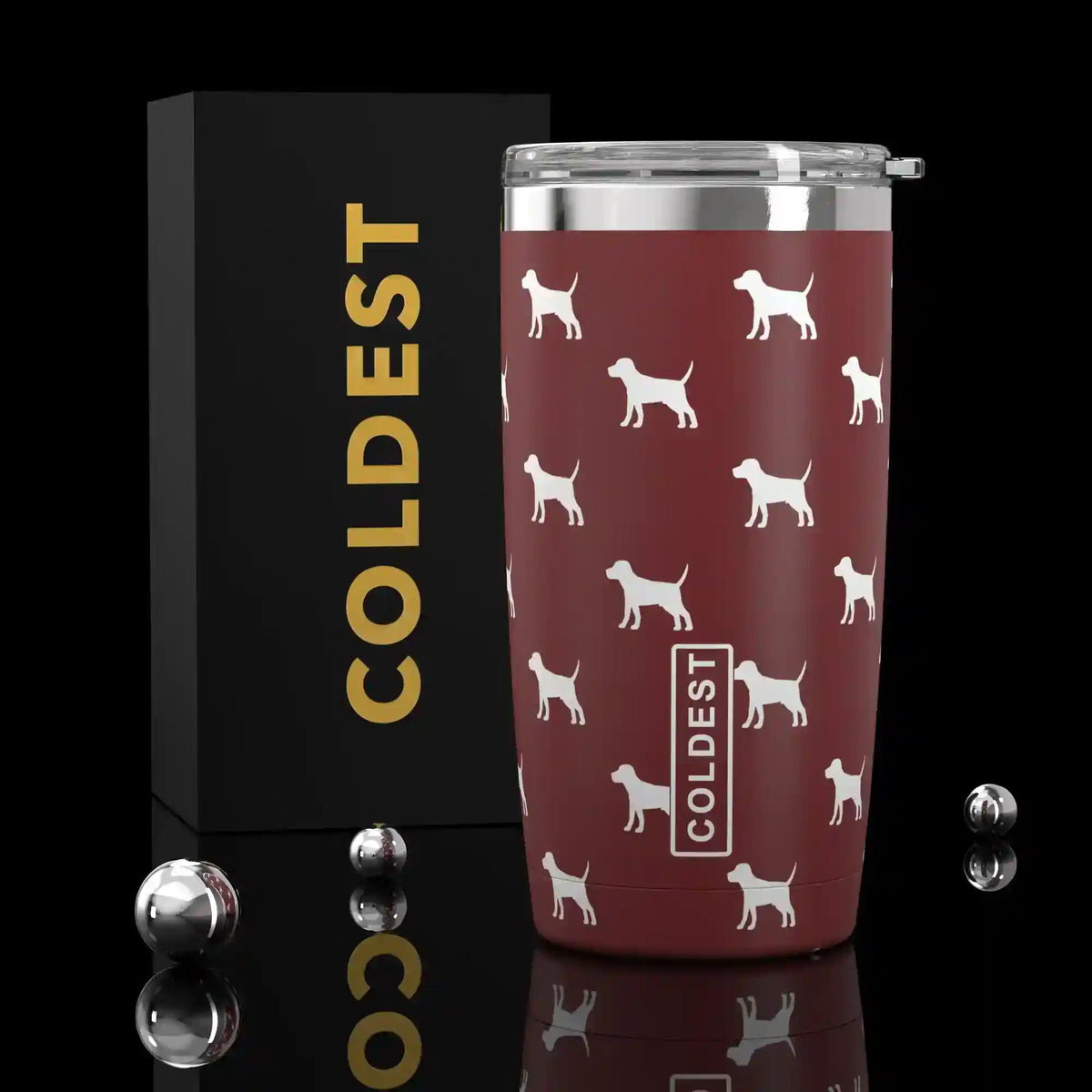 COLDEST 20oz insulated coffee tumbler v2 in Baby Puppy Ultra design