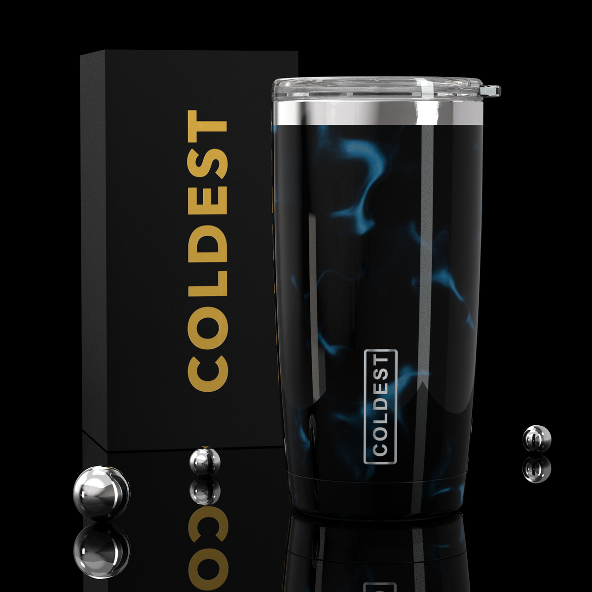 COLDEST 20oz insulated coffee tumbler v2 in Blue Opal Ultra design