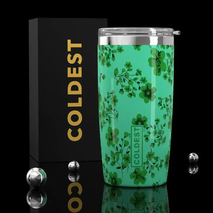 COLDEST 20oz insulated coffee tumbler v2 in Clover Floral Ultra design
