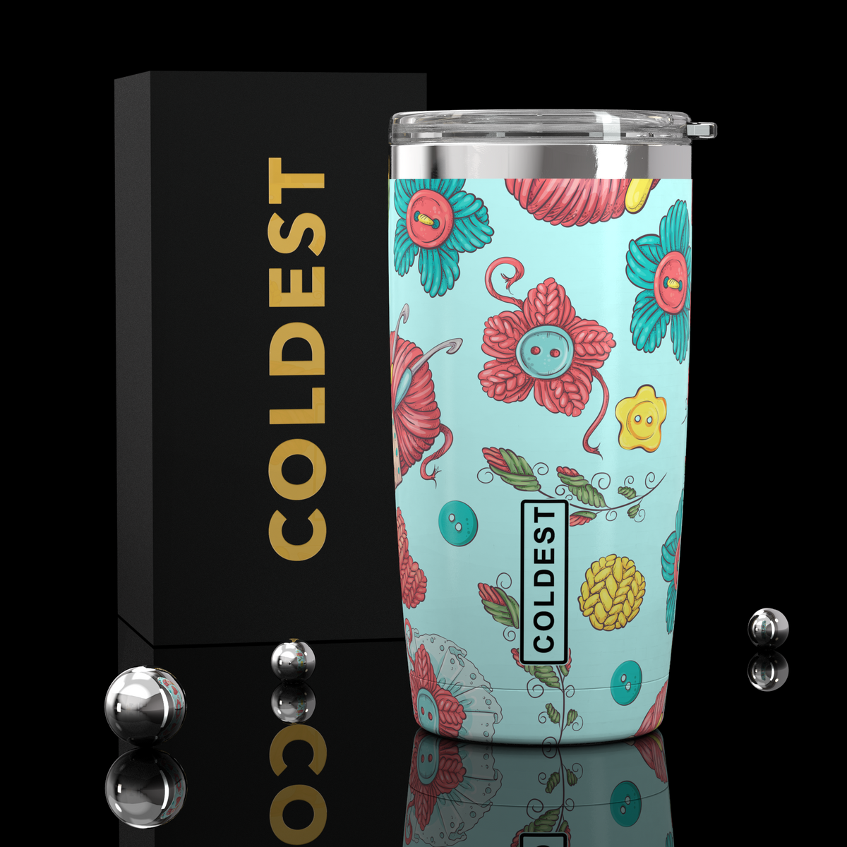 COLDEST 20oz insulated coffee tumbler v2 in Crochet is Life Ultra design
