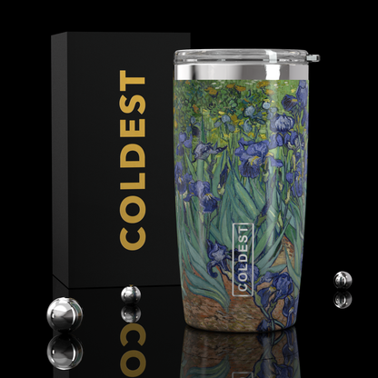COLDEST 20oz insulated coffee tumbler v2 in Irises Ultra design