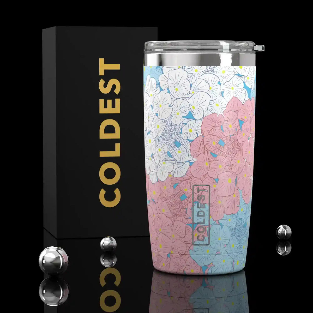 COLDEST 20oz insulated coffee tumbler v2 in Magnolia Bloom Ultra design