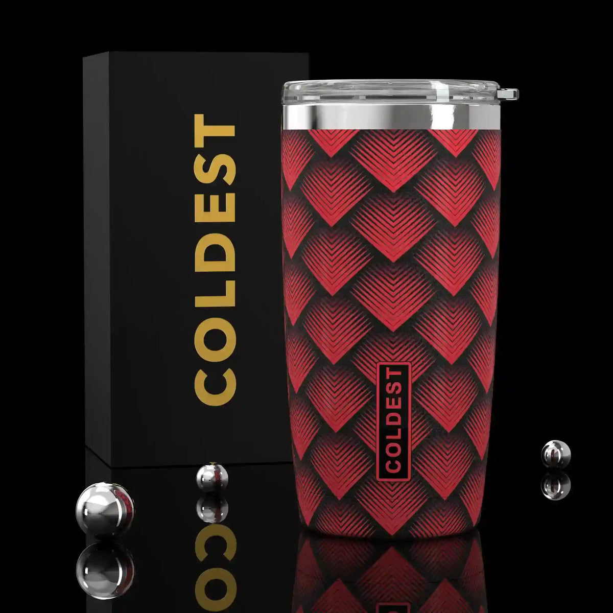 COLDEST 20oz insulated coffee tumbler v2 in Red Dragon Ultra design