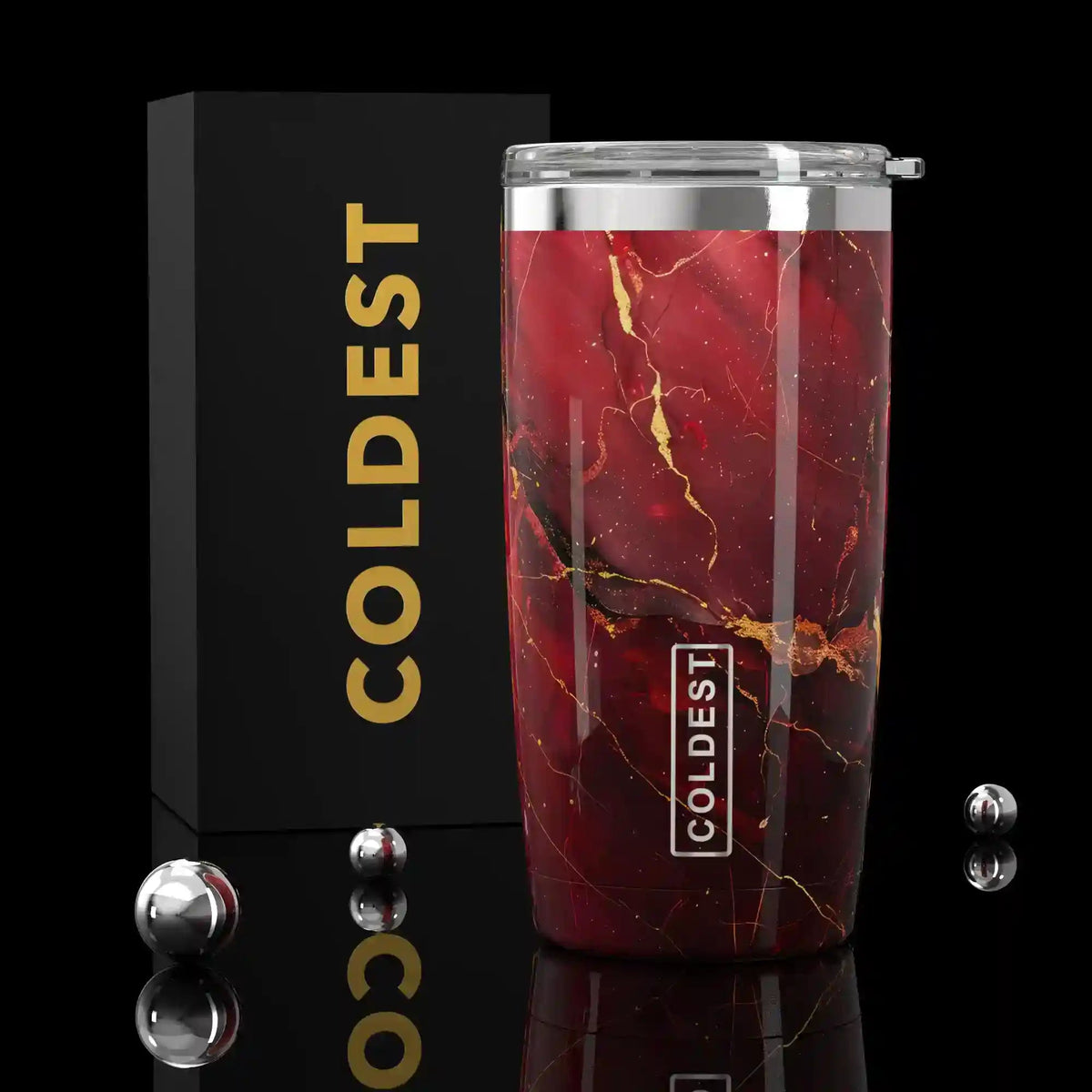 COLDEST 20oz insulated coffee tumbler v2 in Red Luna Ultra design