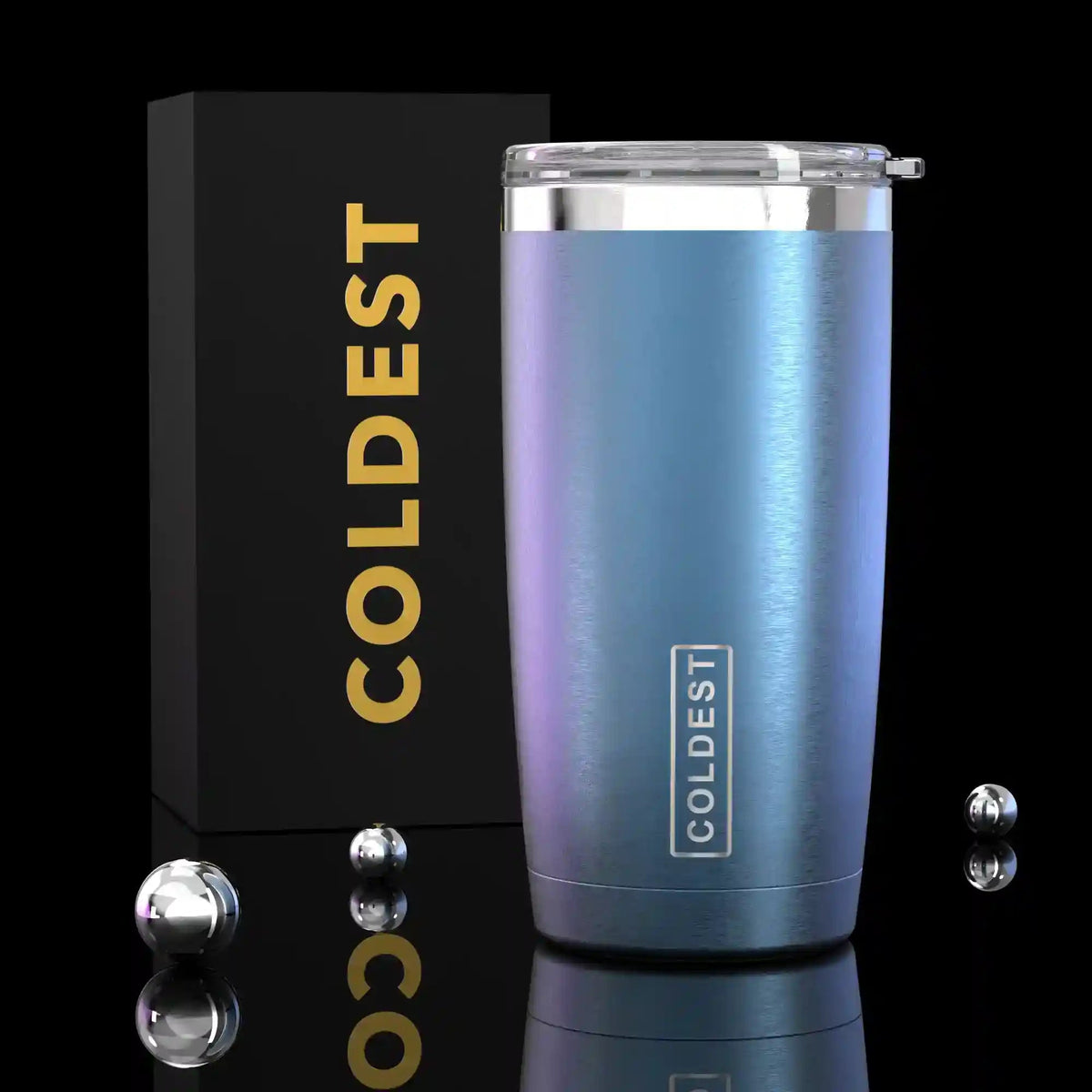 COLDEST 20oz insulated coffee tumbler v2 in Rocketship Alloy Ultra design
