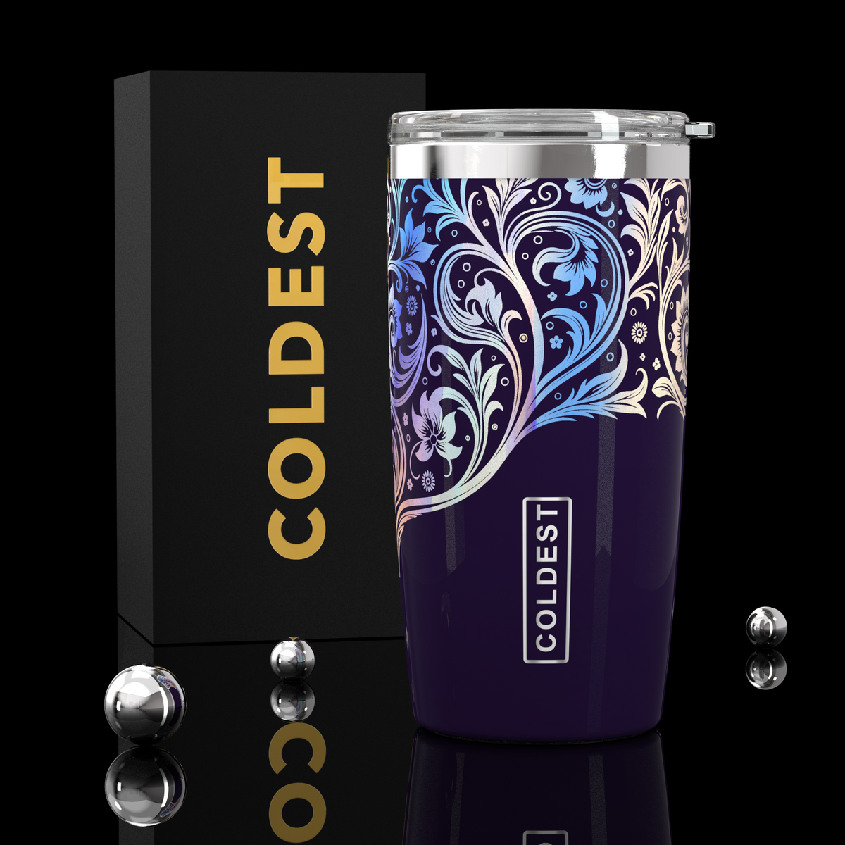 COLDEST 20oz insulated coffee tumbler v2 in Secret Garden Ultra design