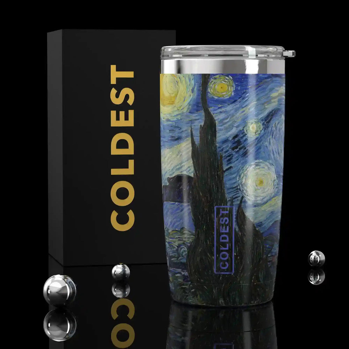 COLDEST 20oz insulated coffee tumbler v2 in Starry Night Ultra design