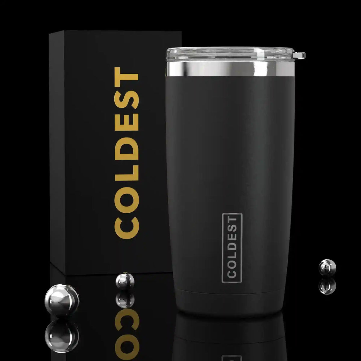 COLDEST 20oz insulated coffee tumbler v2 in Stealth Black Ultra design