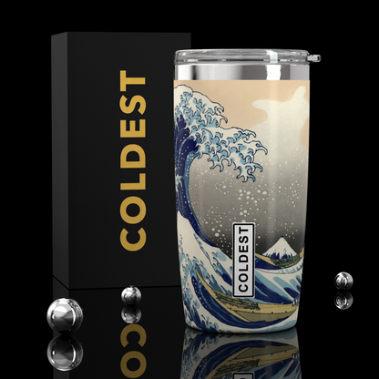 COLDEST 20oz insulated coffee tumbler v2 in The Great Wave Ultra design