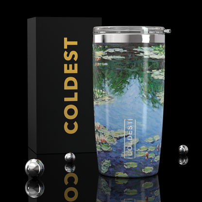 COLDEST 20oz insulated coffee tumbler v2 in Water Lilies Ultra design