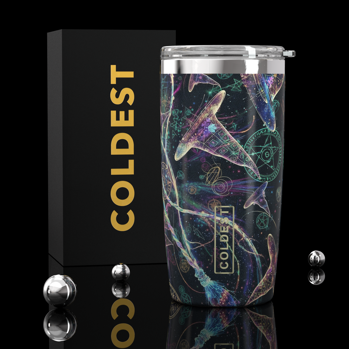 COLDEST 20oz insulated coffee tumbler v2 in Wizarding Skies Ultra design