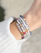 Elevated Faith Christian Jewelry Bracelet with colorful letter beads and inspirational words for faith wearers