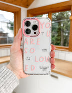 Elevated Faith Christian iPhone Case with pink lettering saying You Are So Loved
