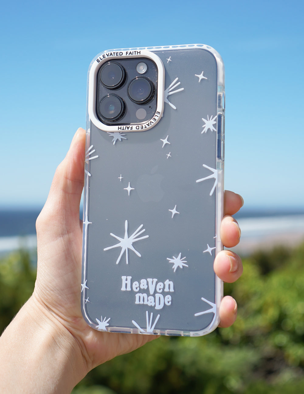 Elevated Faith Christian iPhone Case with Starry Design and Text 'Heaven made'