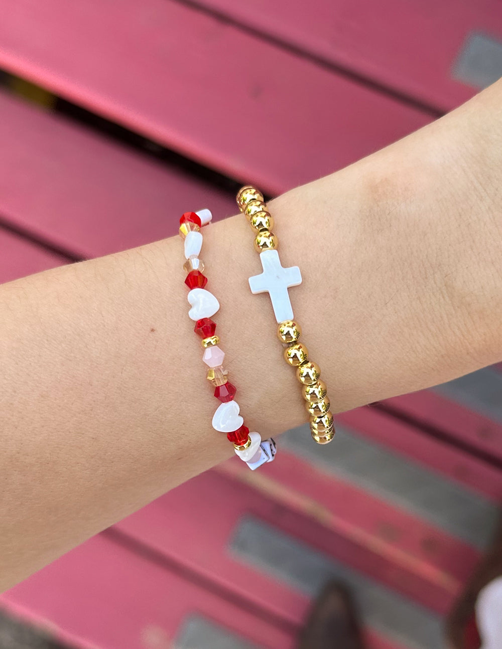 Elevated Faith Christian Jewelry Bracelet with Gold Cross and Colorful Beads for Faithful Style