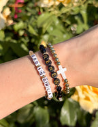 Elevated Faith Christian Jewelry Bracelet featuring beads with messages and a cross for faith expression