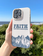 Christian iPhone Case with mountain design and inspiring text for faith-inspired protection