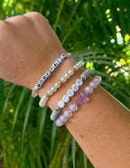Elevated Faith Christian Jewelry Bracelet with beads featuring 'More Faith' and a cross charm