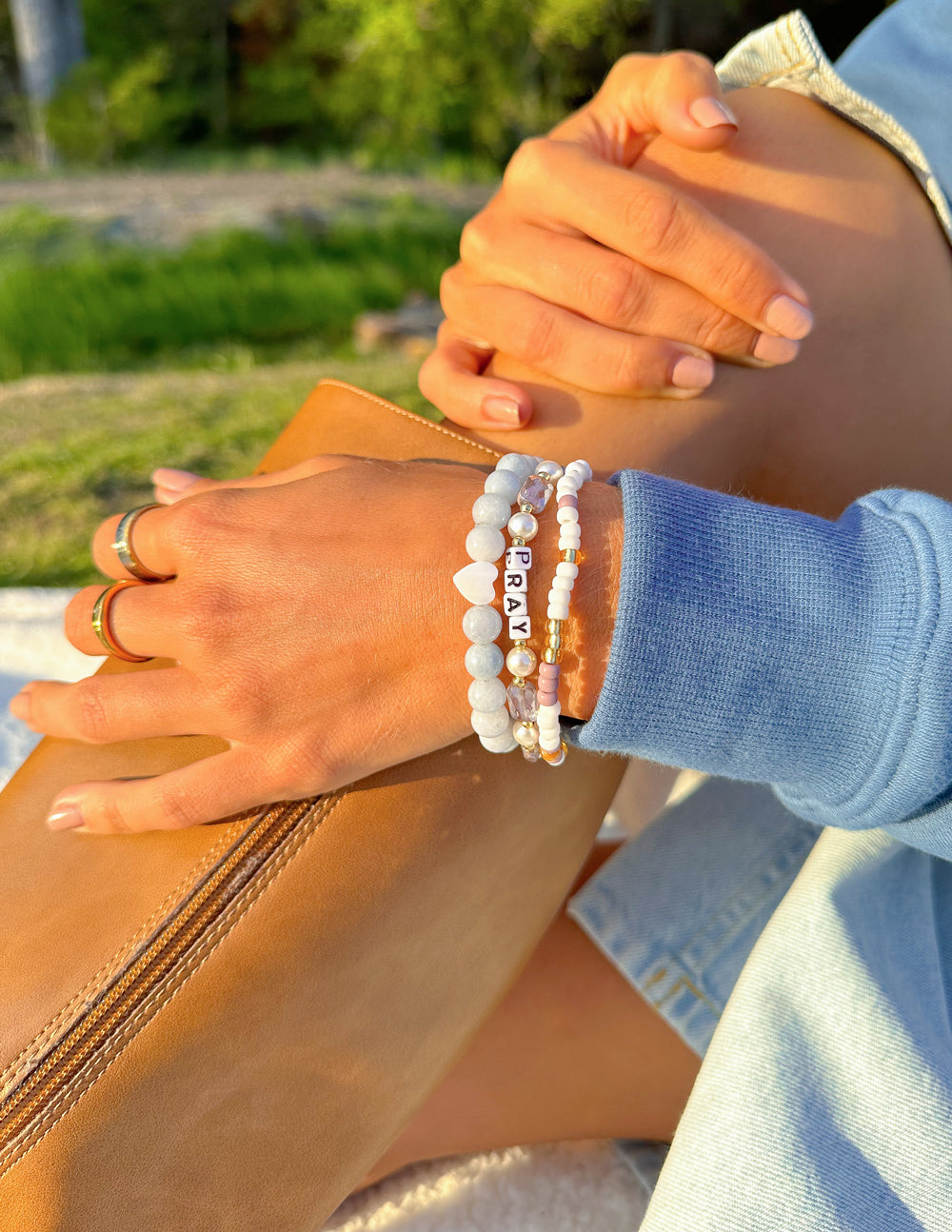 Elevated Faith Christian Jewelry Bracelet featuring letters and natural beads for a stylish faith statement